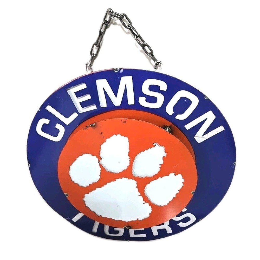 VTG Clemson Tigers NCAA Metal Tin Sign 12x16 Wall Art University College Decor